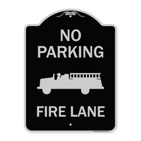 Signmission No Parking Fire Lane Fire TruckHeavy-Gauge Aluminum Architectural Sign, 24" x 18", BS-1824-23739 A-DES-BS-1824-23739